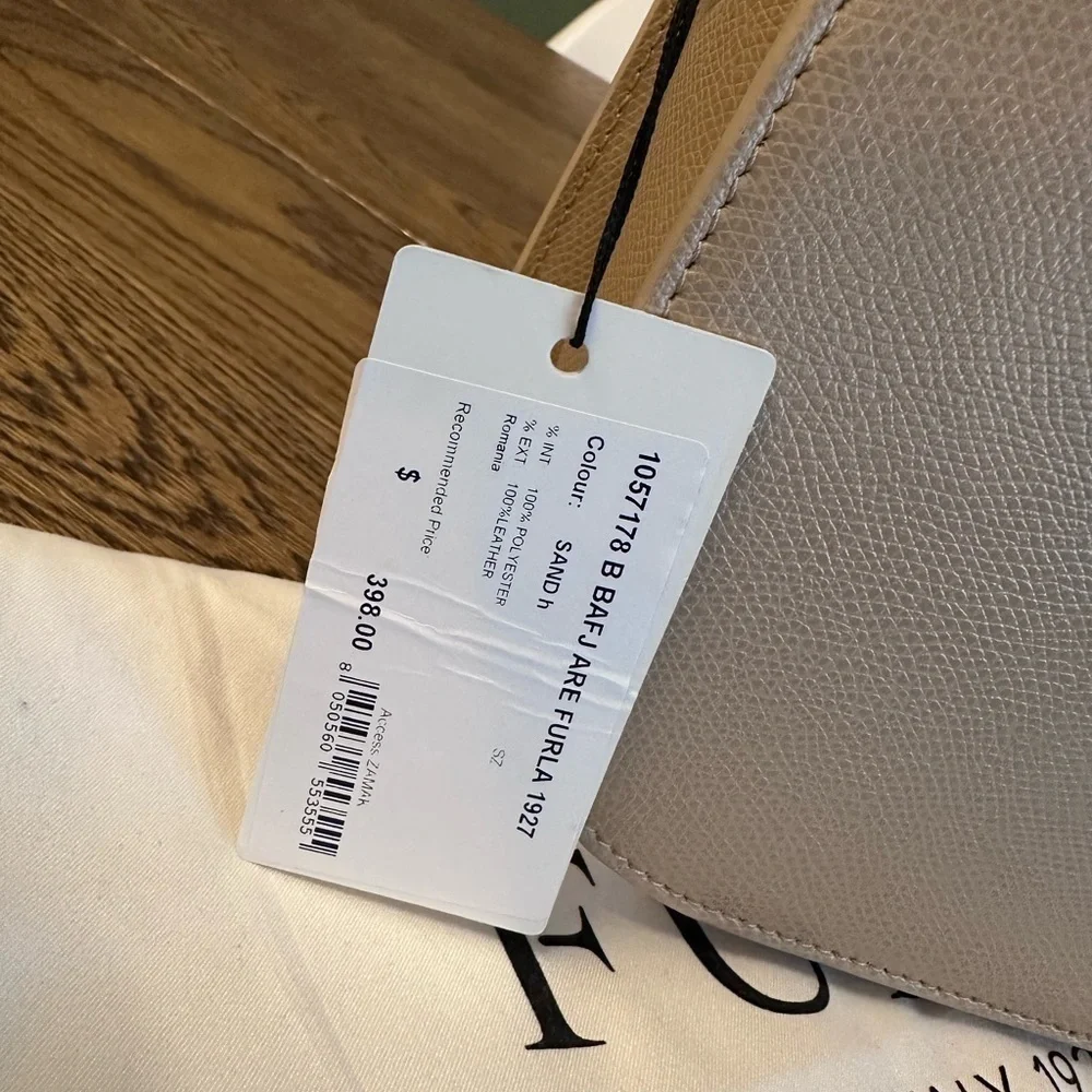 NWT! NEW! Furla Signature Furla 1927 Shoulder Bag -Sand